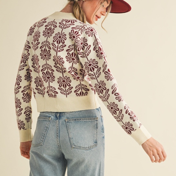 NWT Floral Pattern Knit Sweater - Picture 9 of 9